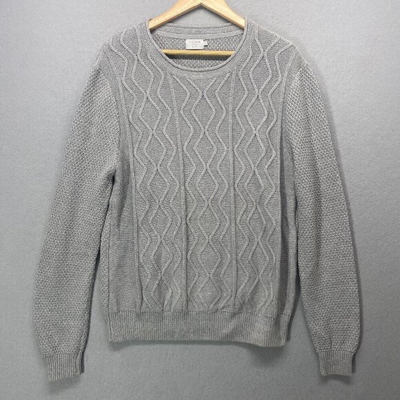 7 Diamonds Sweater Mens Large Grey Knit Textured 100% Cotton - Picture 1 of 11